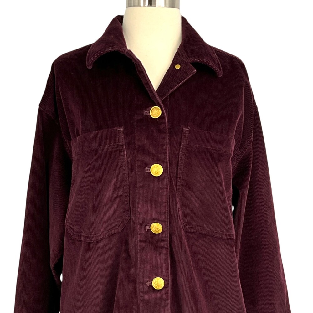 rag & bone Lory Corduroy Shirt Jacket Burgundy Shacket Oversized Size Small S - Picture 2 of 10